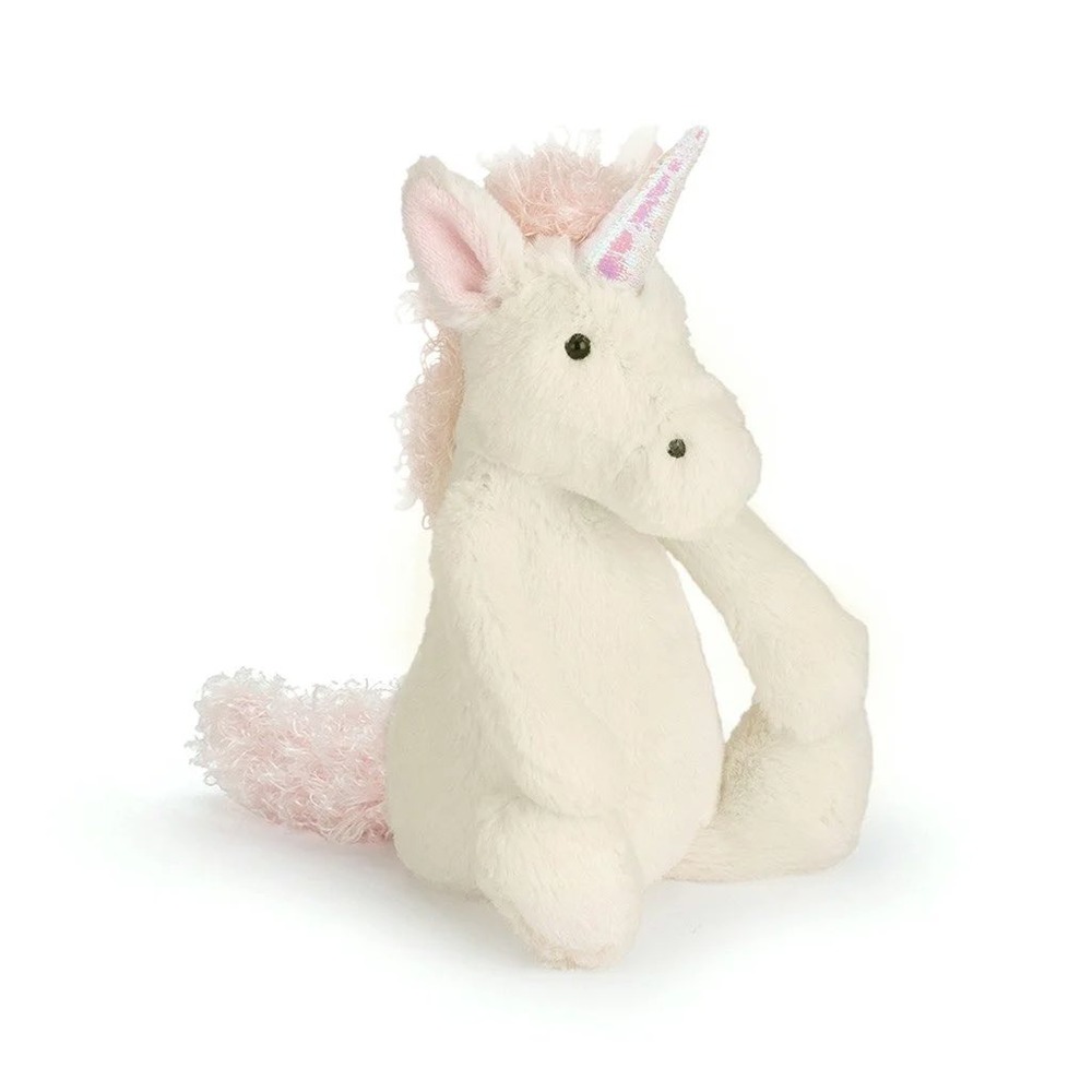 Jellycat London Bashful Unicorn Plush Cream Pink Iridescent Horn Medium 12"